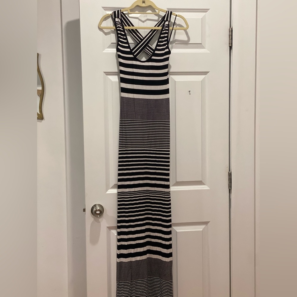 Arden B Black and White Racerback Maxi Dress